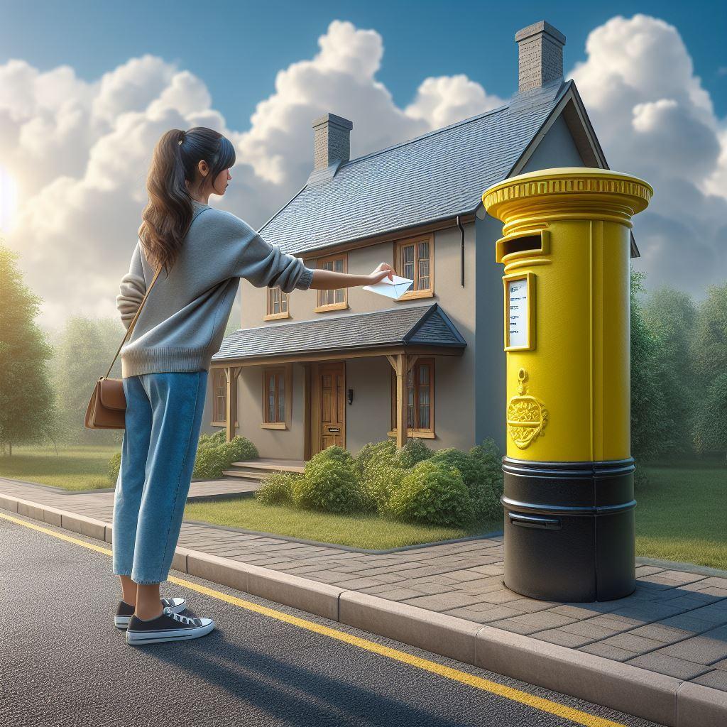 an illustration of a girl sending a letter on a postbox